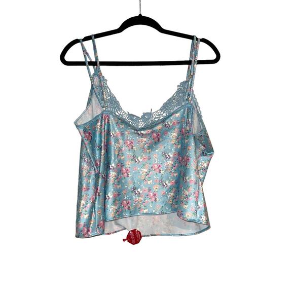 NWOT LoveShackFancy Lylia Blue Floral Satin Cami Top in Pool Party - Picture 3 of 9
